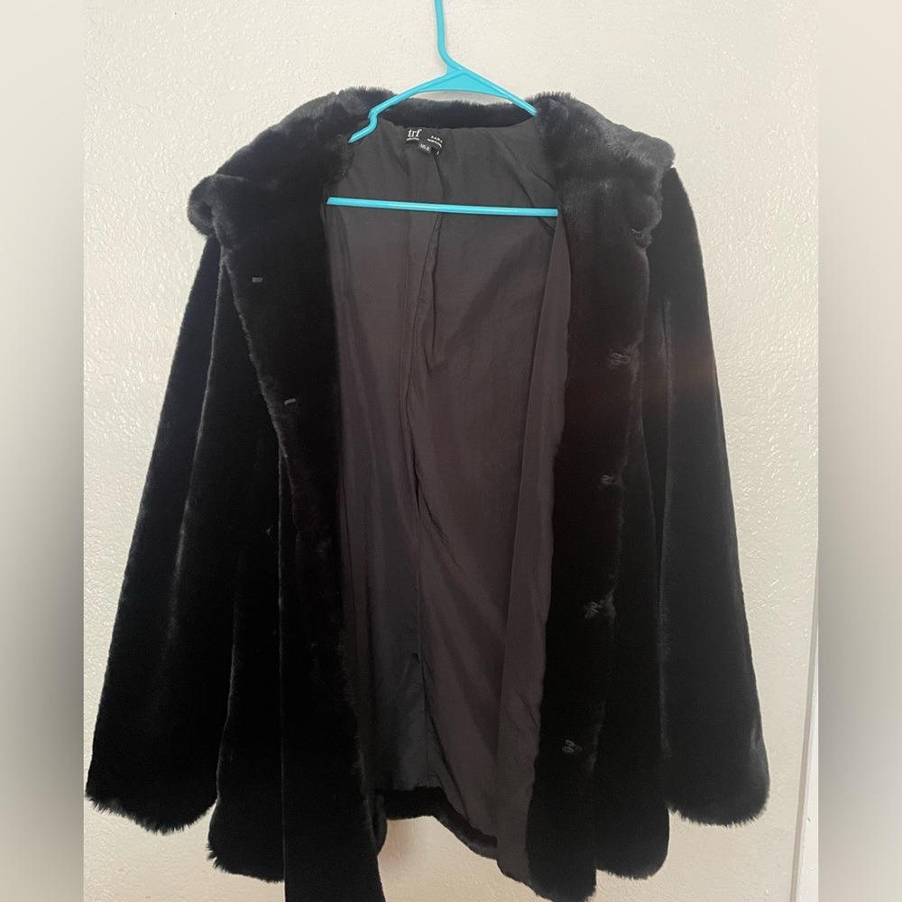 Zara Black Faux Fur Coat